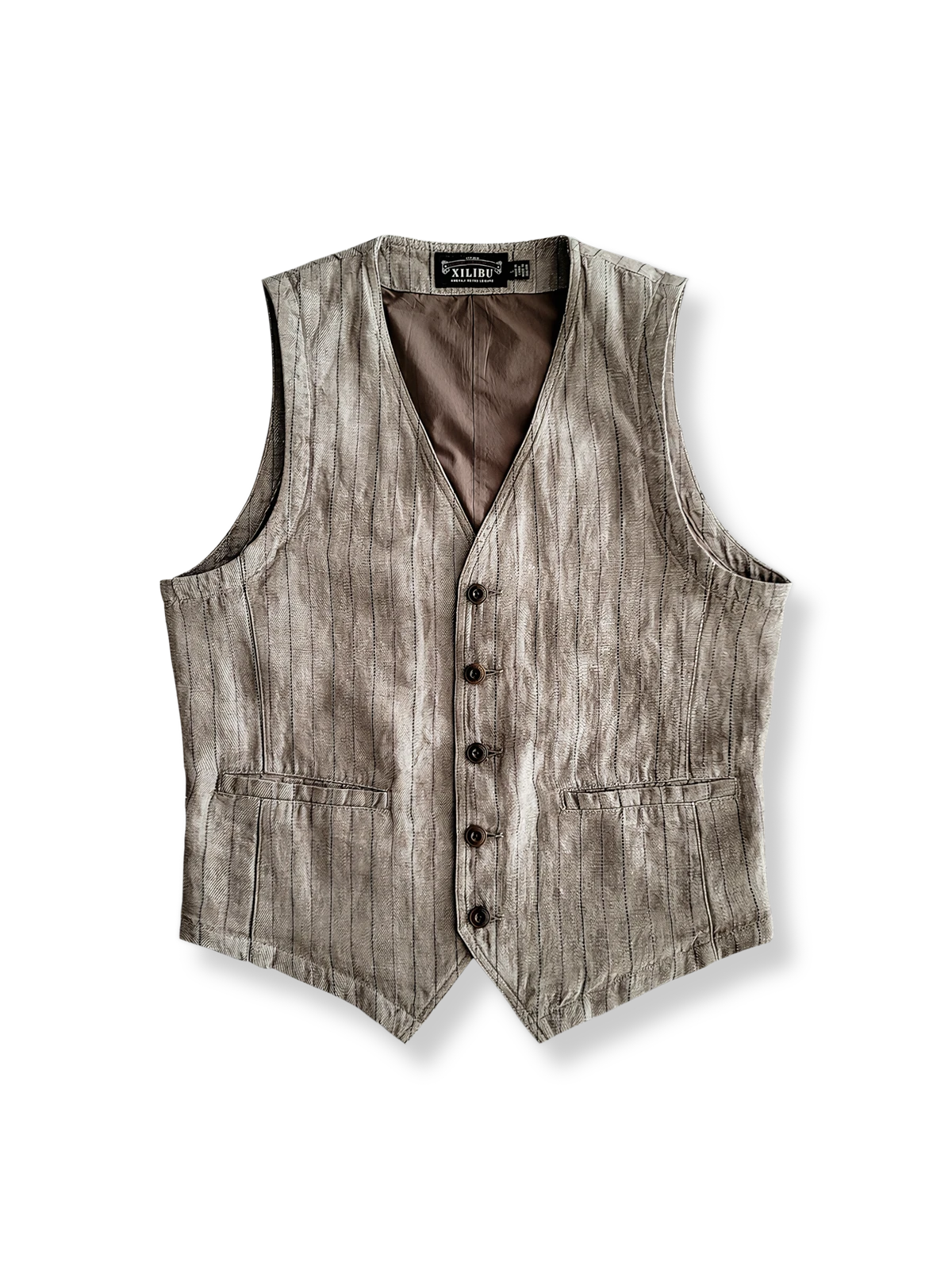 ヴィンテージリネンストライプスリムベスト