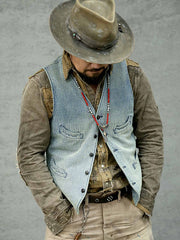 藍染め刺し子 Ｖネックベスト