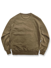製品画像
硫化染めとウォッシュ加工が施されたアメリカンヴィンテージスタイルのスウェットの正面全体画像。100%コットン素材とクラシックなデザインが特徴。

詳細画像
バーナー仕上げの牛角ボタン、ウォッシュ加工による独特なテクスチャ、リブ仕様の袖口と裾をクローズアップした画像。ヴィンテージ感と高い耐久性を強調したディテール。