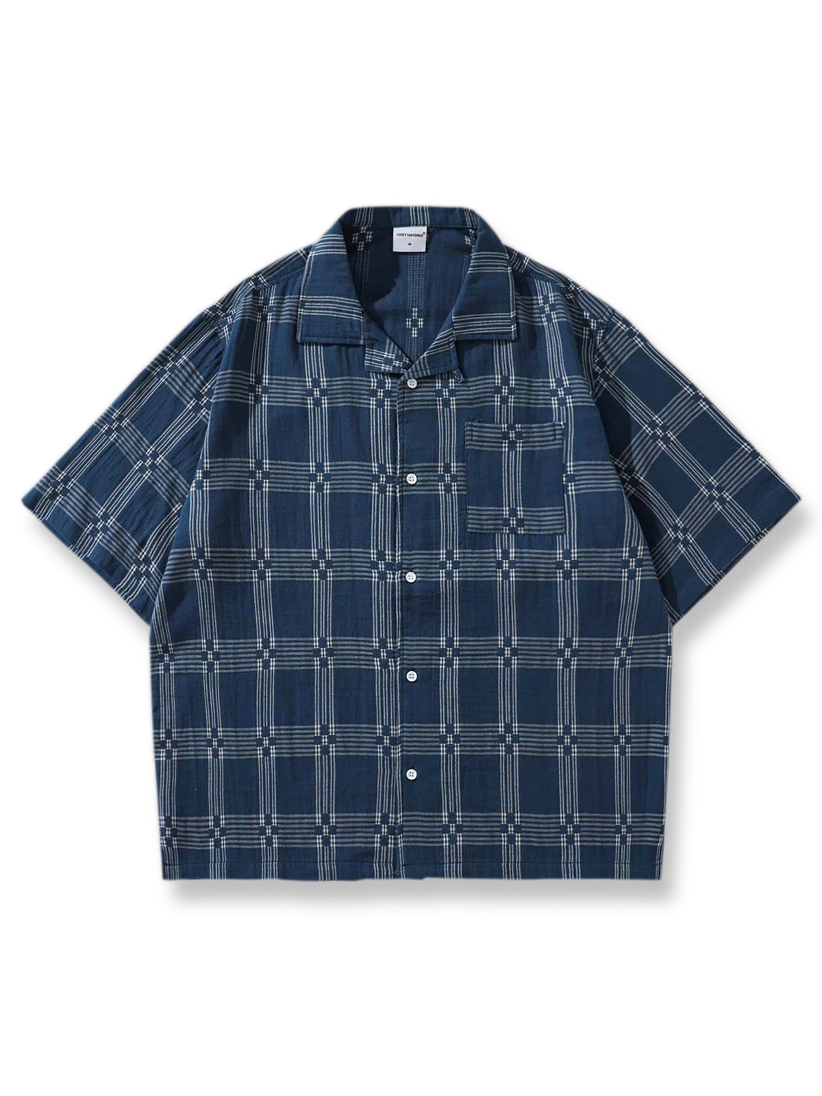 チェック柄キューバカラーシャツ