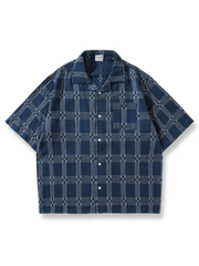 チェック柄キューバカラーシャツ