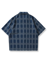 チェック柄キューバカラーシャツ