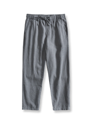 天然麻 ゴムウエストスラックス