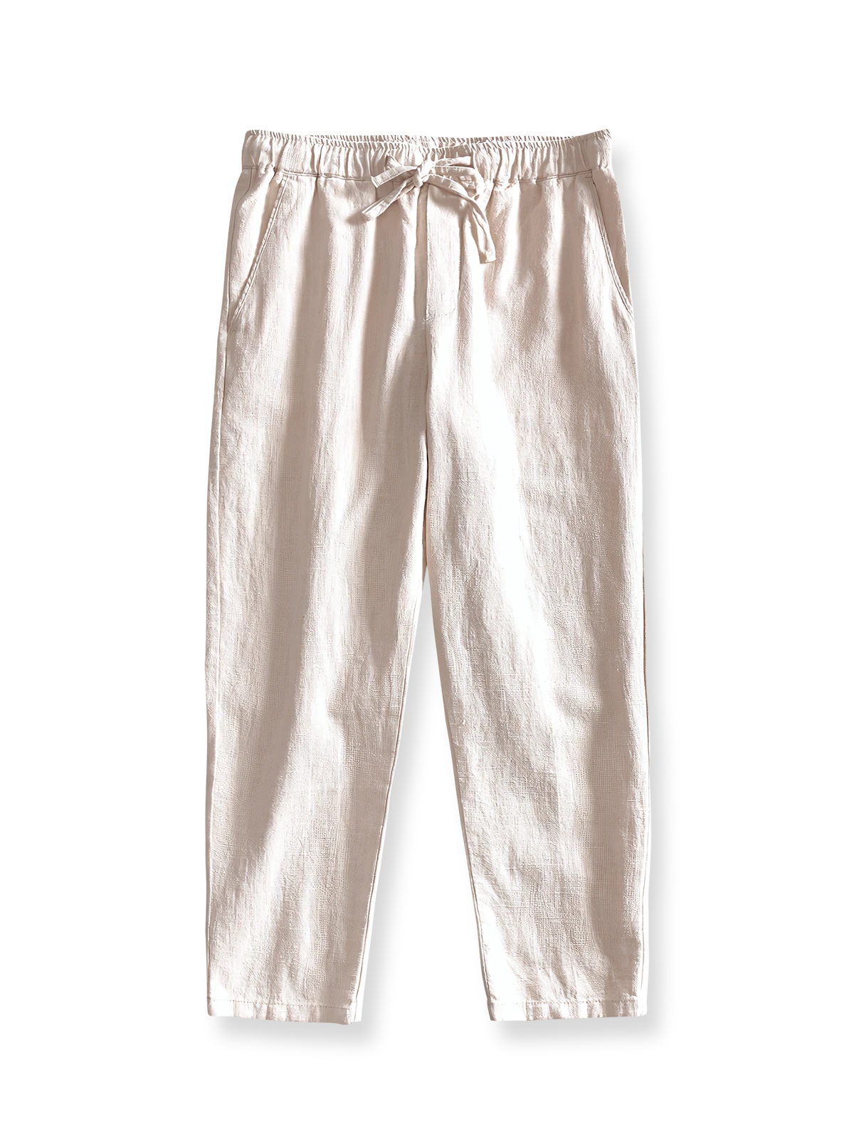 天然麻 ゴムウエストスラックス