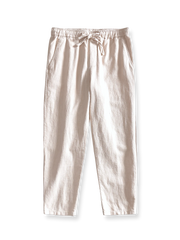 天然麻 ゴムウエストスラックス