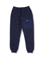 カラーブロック作業風フリースジョガーパンツの前面画像