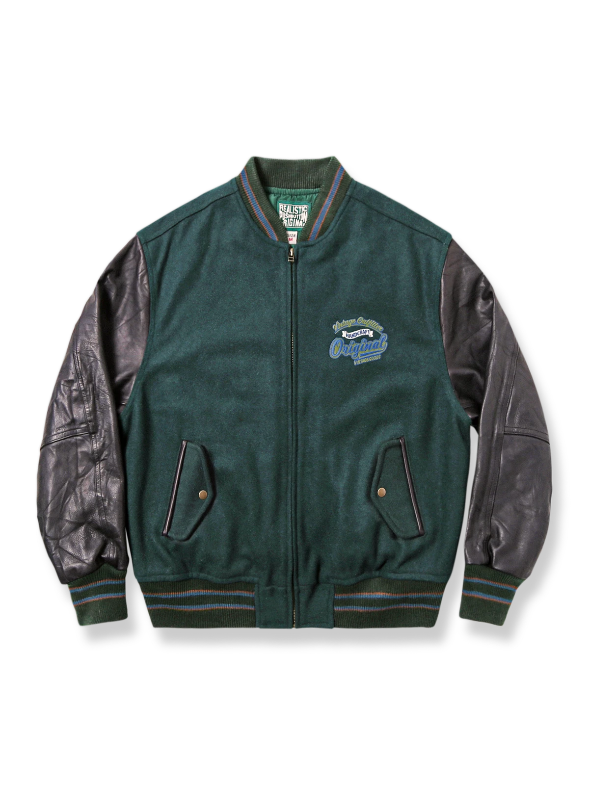 アイビースタイル レザー袖 ウールベースボールジャケット