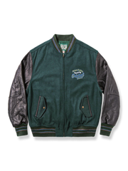 アイビースタイル レザー袖 ウールベースボールジャケット