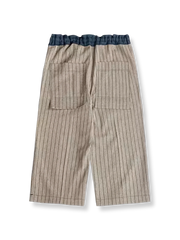ストライプ 綿麻クロップドパンツ