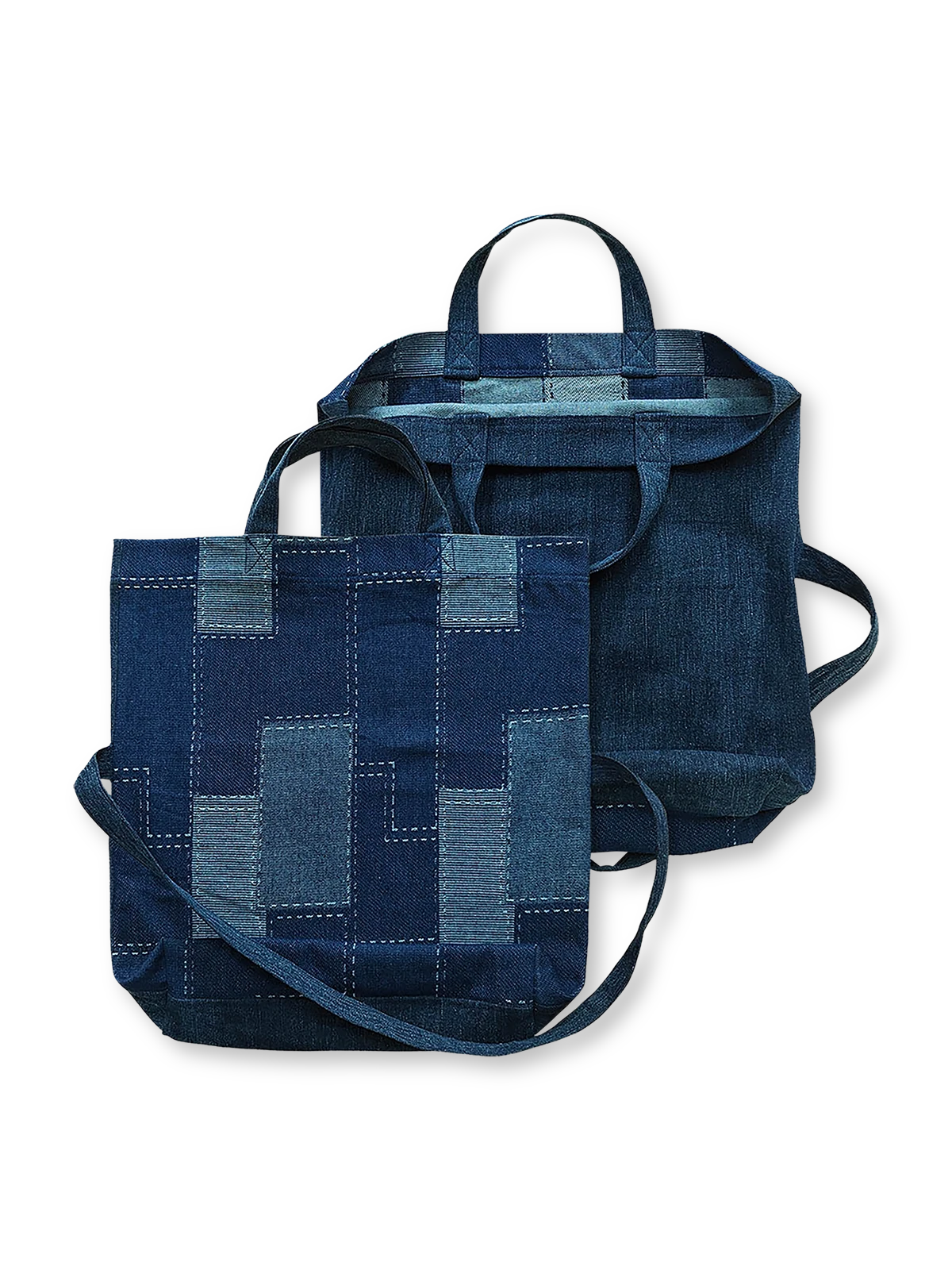 2WAY デニムパッチワーク ショルダーバッグ