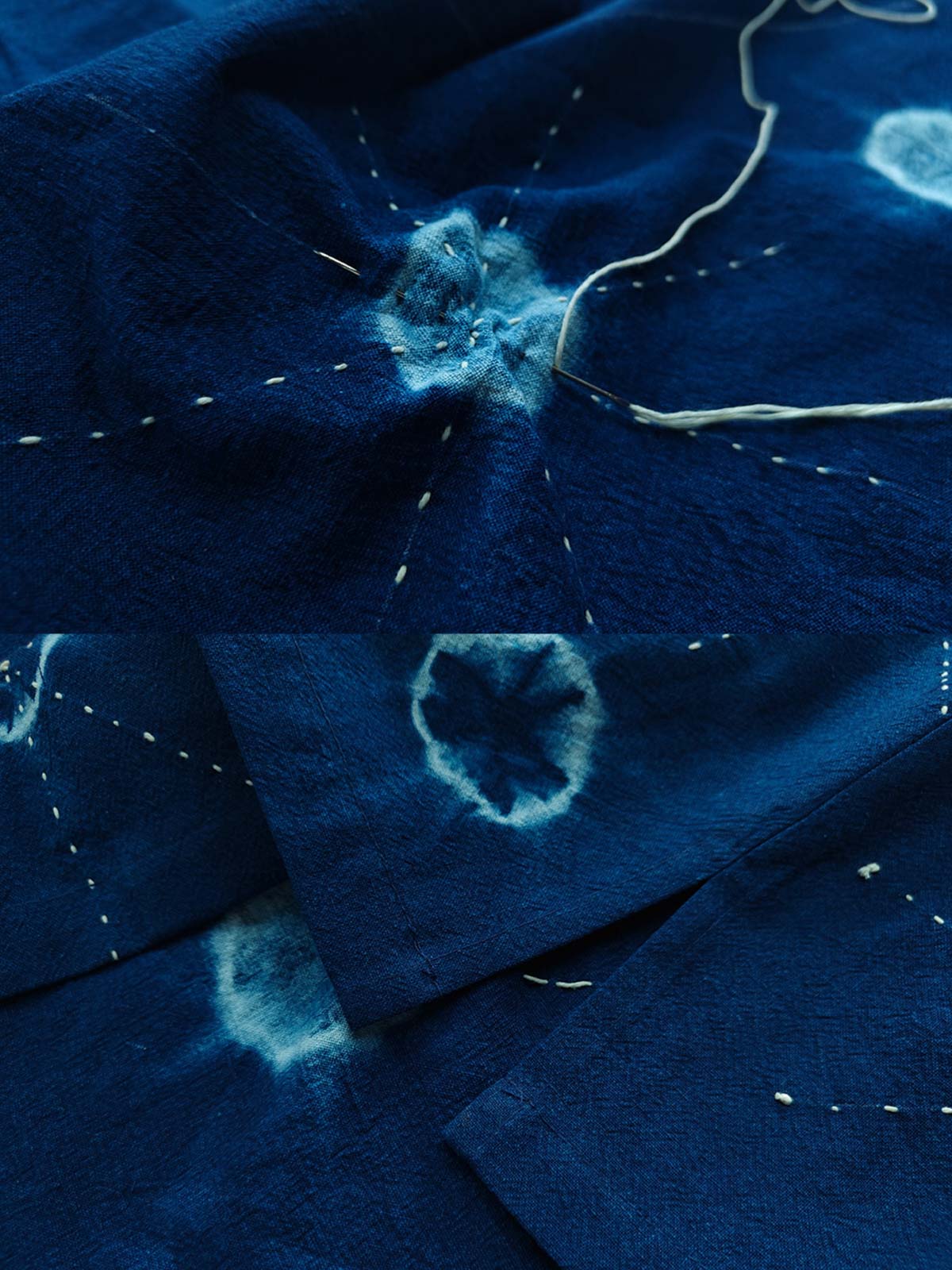 手作業で施されたドットタイダイと刺繍の詳細が映えるキューバカラーシャツ。