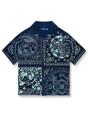 バティックパッチワークキューバカラー半袖シャツ