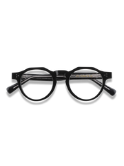  ハンドメイドアンバーフレームブルーライトカットメガネ正面展示