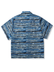 青いデータ ブロック柄 アロハシャツ