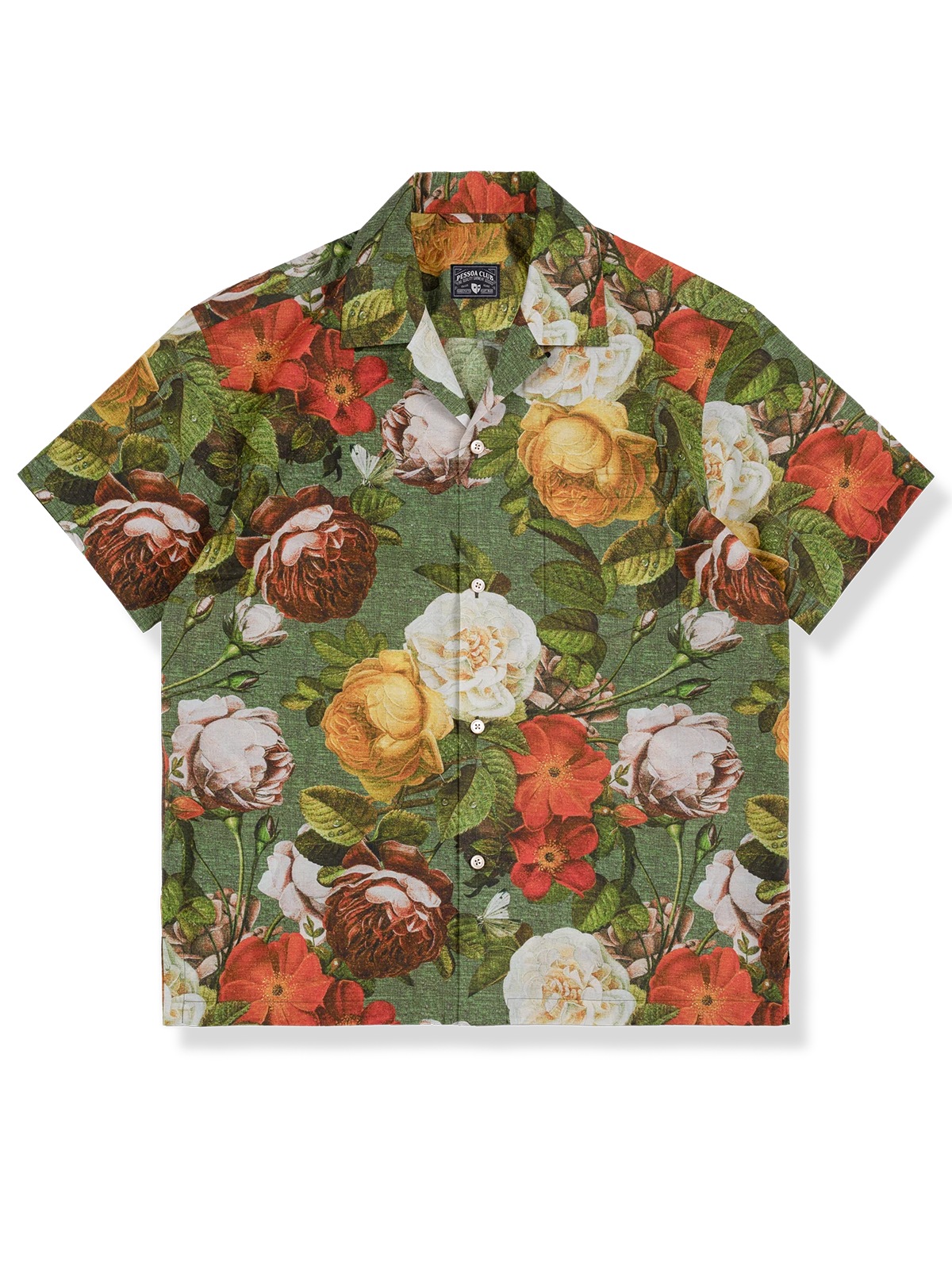 PLAME AUBE｜花柄　淡い緑色アロハシャツ