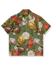 PLAME AUBE｜花柄　淡い緑色アロハシャツ