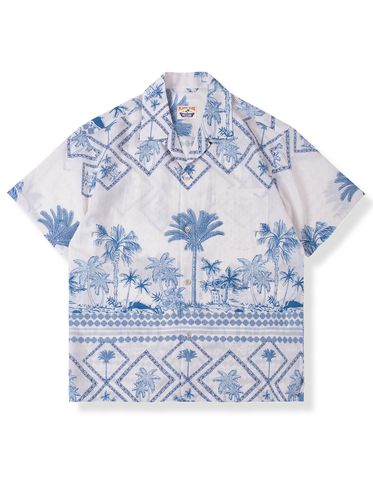 青花パームツリー柄 アロハシャツ