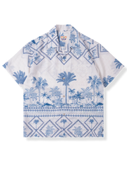 青花パームツリー柄 アロハシャツ