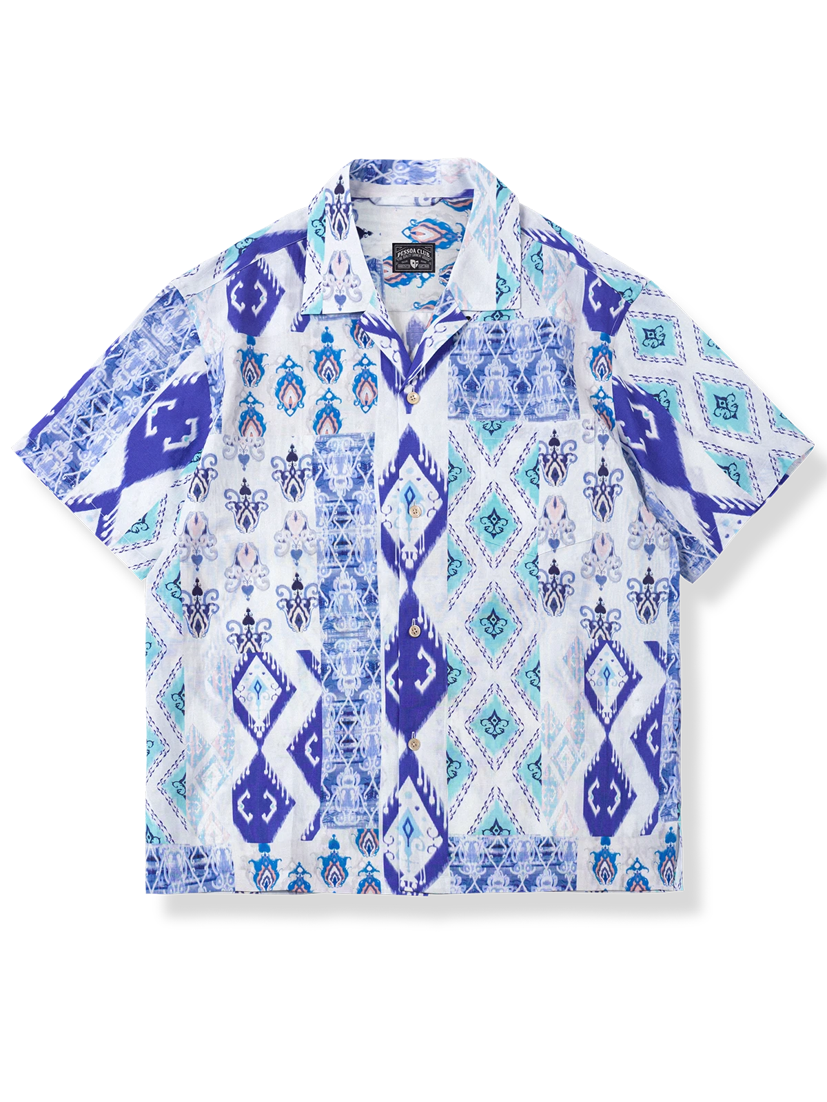 青色抽象 アロハシャツ