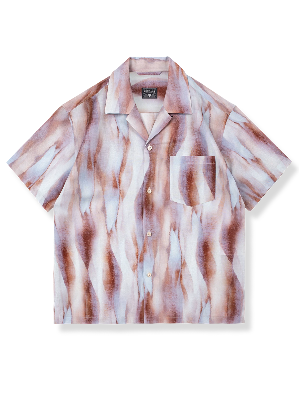 白地に赤い抽象柄 アロハシャツ