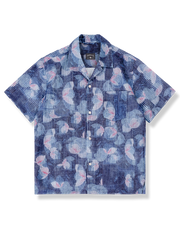 ストライプ 花柄 アロハシャツ