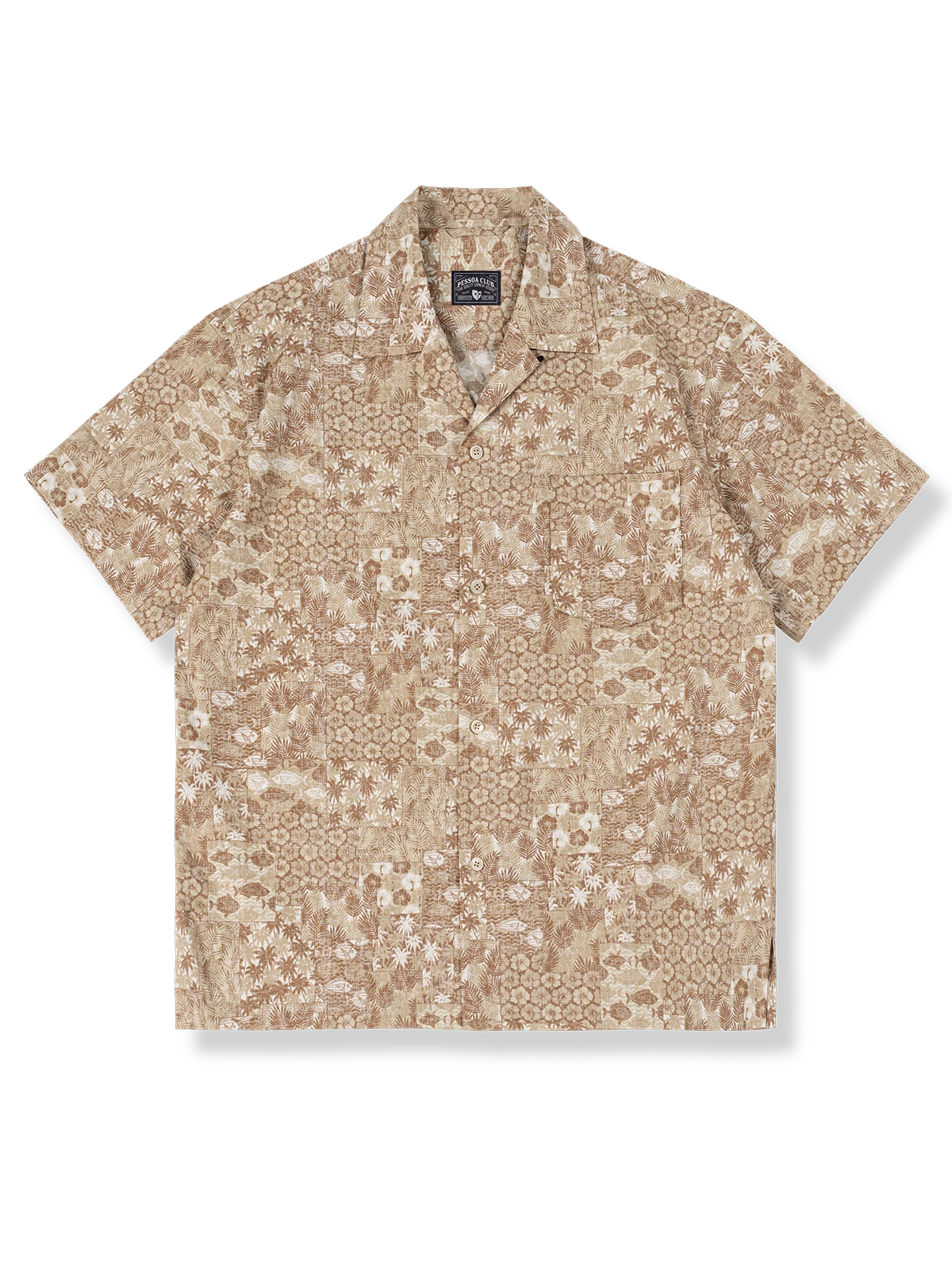 四角魚・花・樹・葉 アロハシャツ