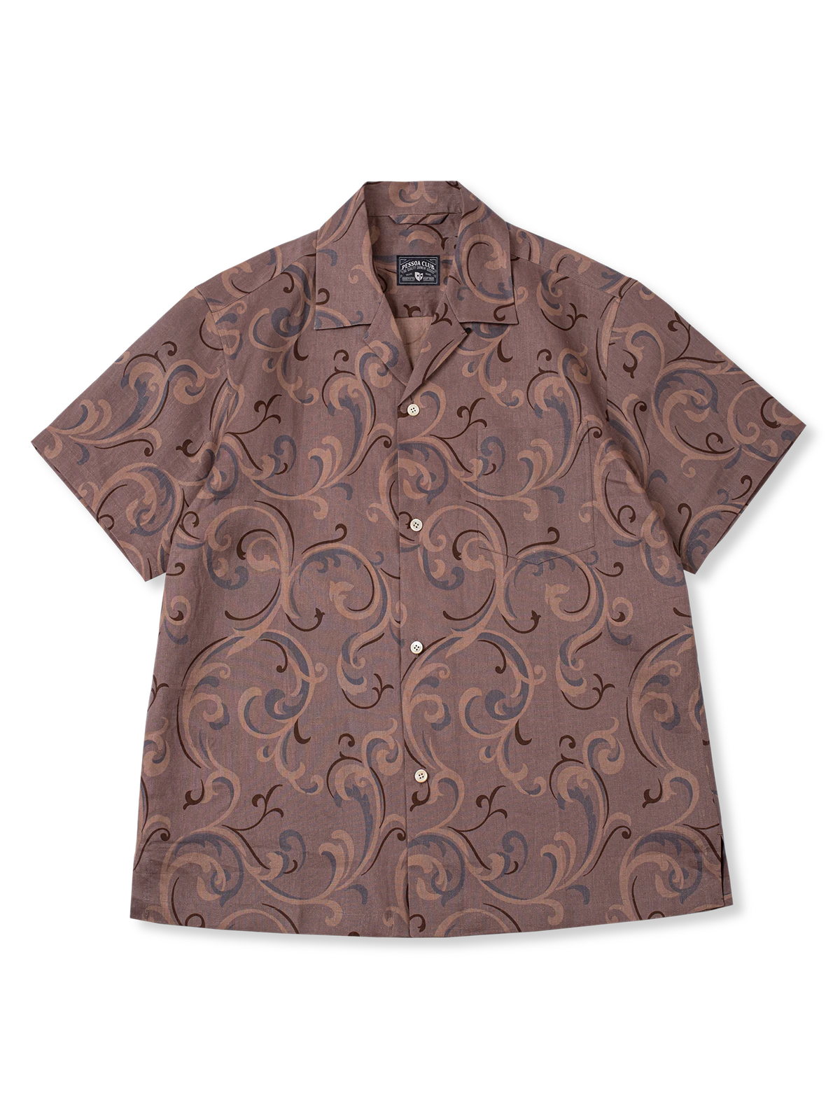 ブラウン花蔓柄 アロハシャツ