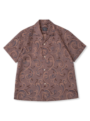 ブラウン花蔓柄 アロハシャツ