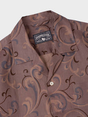 ブラウン花蔓柄 アロハシャツ