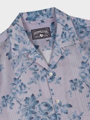 青いバラ柄 アロハシャツ