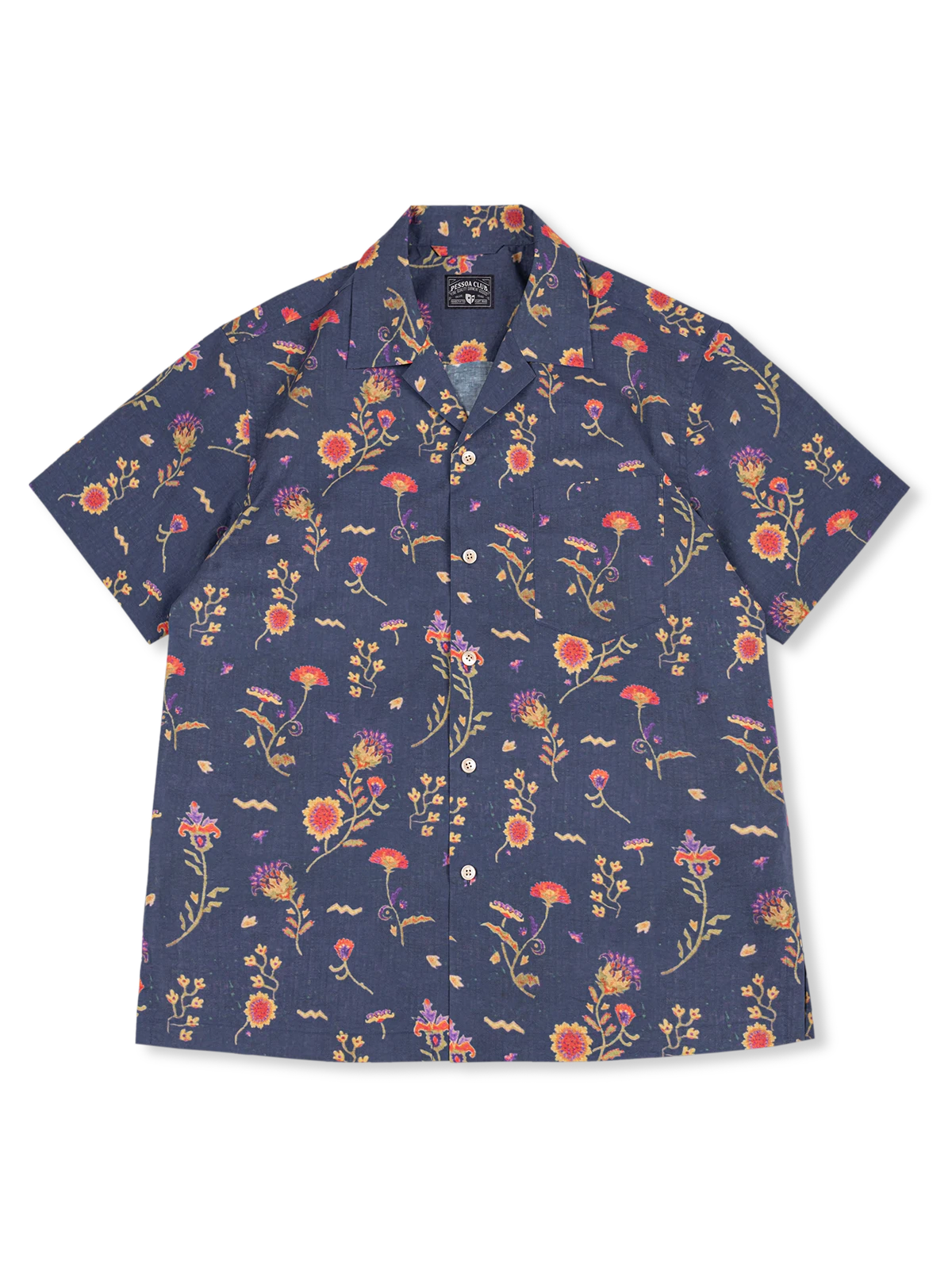 花柄ブルー アロハシャツ