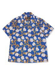 PLAME AUBE｜花柄ブルー アロハシャツ