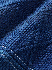 袖裏花柄 藍染刺し子フレンチワークジャケット