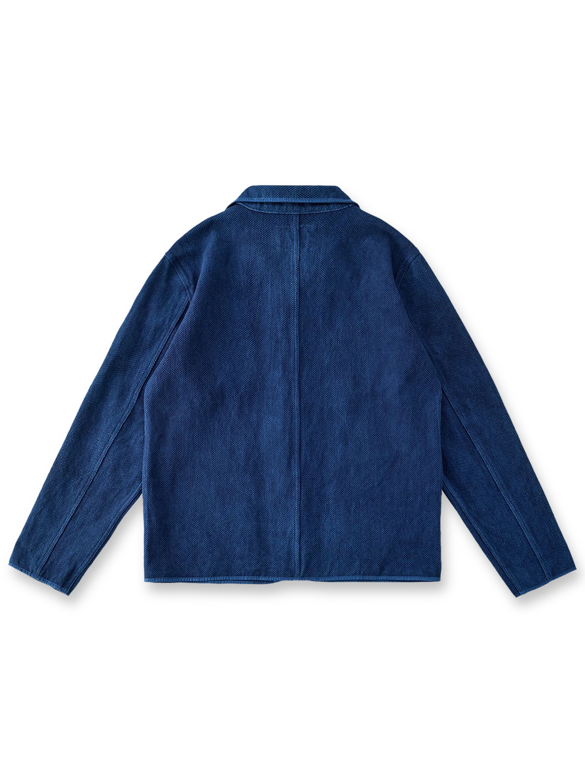 藍染の剣道刺し子生地を用いたワークジャケット正面図