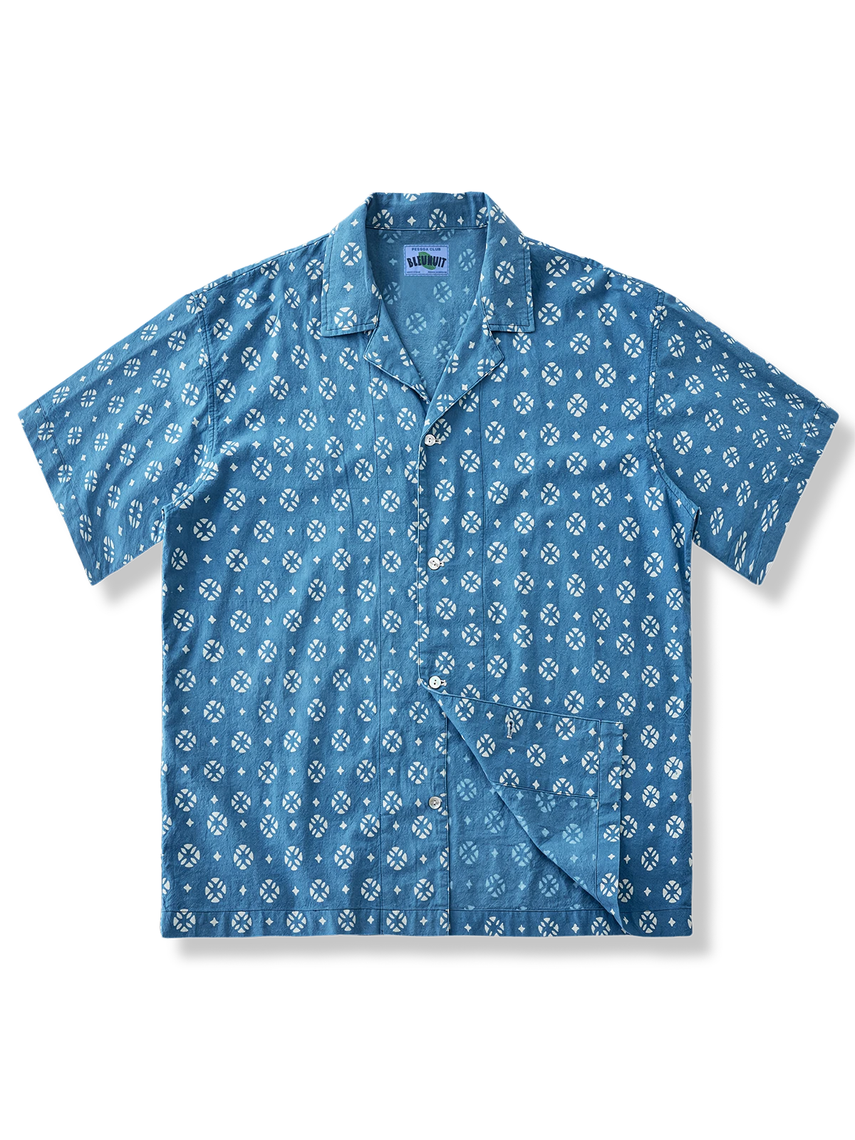 藍染 星砂と天の川柄 アロハシャツ