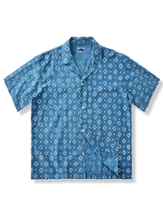 藍染 星砂と天の川柄 アロハシャツ