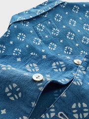 藍染 星砂と天の川柄 アロハシャツ