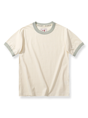 レトロカラー配色クルーネック半袖Tシャツ正面図