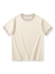 レトロカラー配色クルーネック半袖Tシャツ正面図