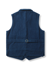 裏ペイズリー柄 藍染ベスト