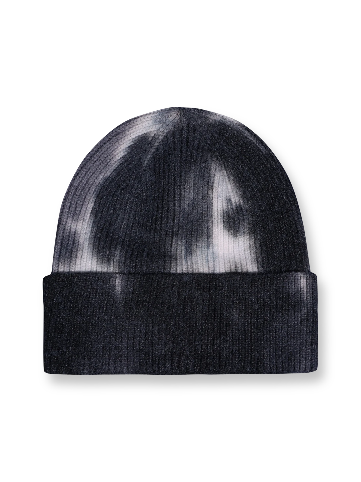 手作業によるタイダイ染めが施されたツバなしニットキャップ全体ビュー