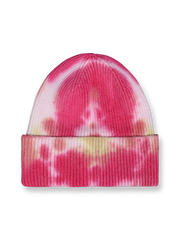 手作業によるタイダイ染めが施されたツバなしニットキャップ全体ビュー