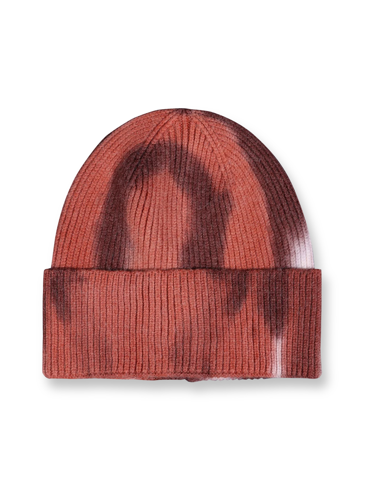 手作業によるタイダイ染めが施されたツバなしニットキャップ全体ビュー