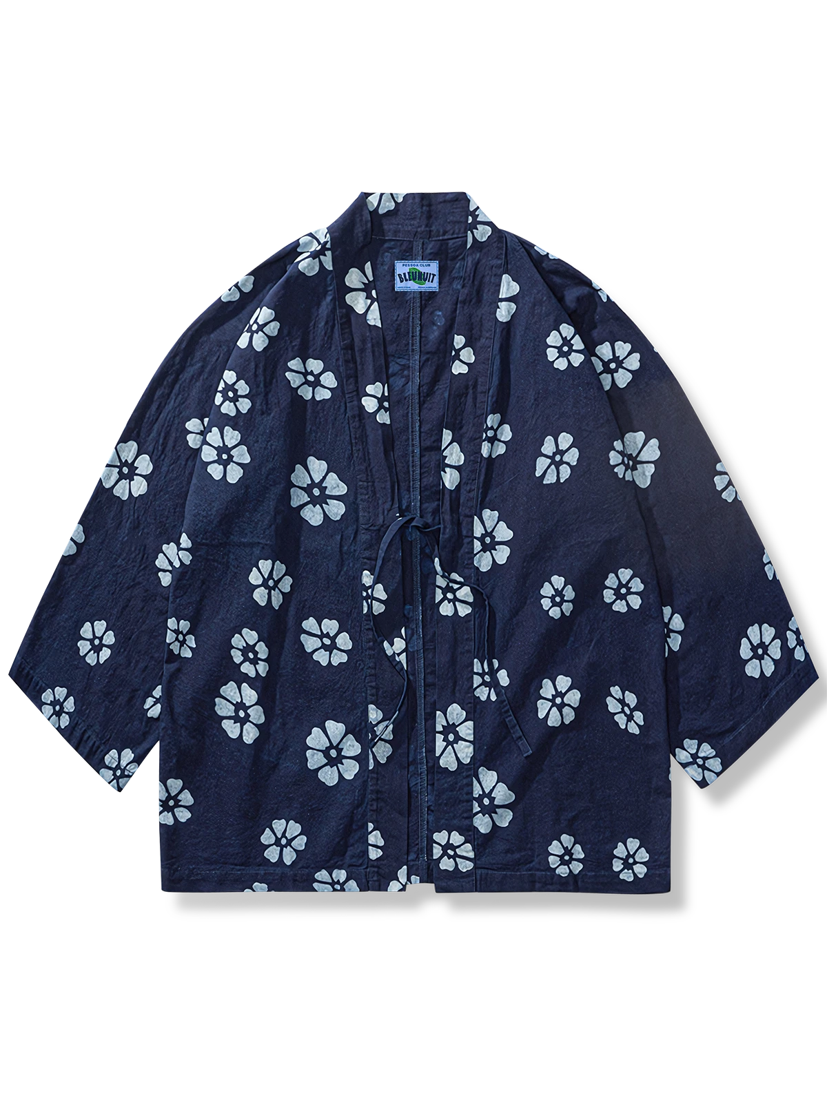 「白梅」和柄　植物藍染 はんてん