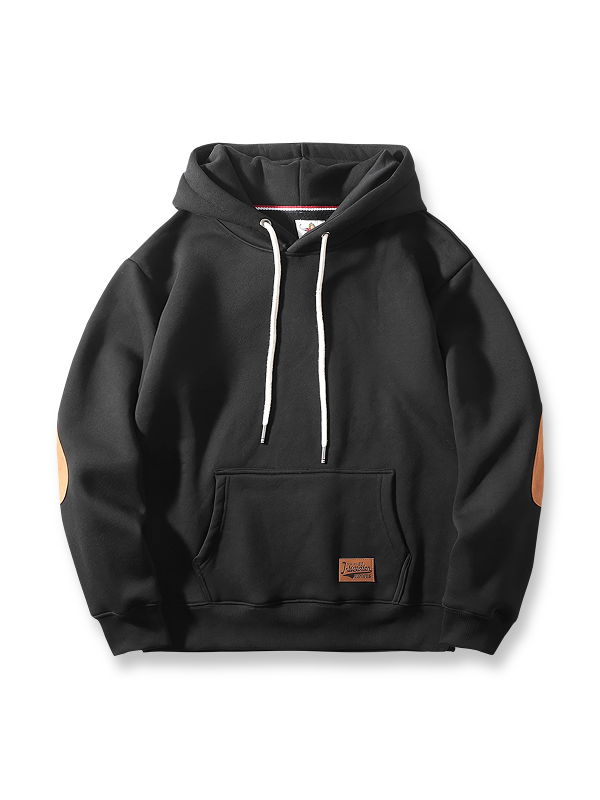 製品画像:
「スエード調パッチデザインとヘビーフリース素材が特徴のパッチワーク パーカーの正面全体展示図。360gの厚手素材が重厚感と快適な着心地を提供し、ルーズフィットのシルエットが動きやすさを実現。」

詳細画像:
「パッチワーク パーカーのディテールクローズアップ。袖部分のスエード調パッチと、360gのヘビーフリース生地の質感を強調。ヴィンテージなディテールと高品質な刺繍が特徴で、視覚的なレイヤード感を演出。」