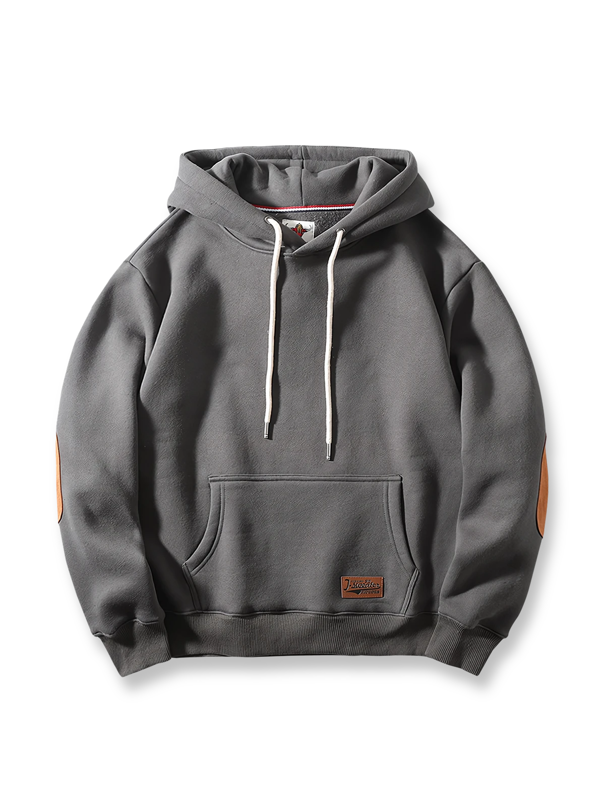 製品画像:
「スエード調パッチデザインとヘビーフリース素材が特徴のパッチワーク パーカーの正面全体展示図。360gの厚手素材が重厚感と快適な着心地を提供し、ルーズフィットのシルエットが動きやすさを実現。」

詳細画像:
「パッチワーク パーカーのディテールクローズアップ。袖部分のスエード調パッチと、360gのヘビーフリース生地の質感を強調。ヴィンテージなディテールと高品質な刺繍が特徴で、視覚的なレイヤード感を演出。」