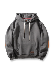 製品画像:
「スエード調パッチデザインとヘビーフリース素材が特徴のパッチワーク パーカーの正面全体展示図。360gの厚手素材が重厚感と快適な着心地を提供し、ルーズフィットのシルエットが動きやすさを実現。」

詳細画像:
「パッチワーク パーカーのディテールクローズアップ。袖部分のスエード調パッチと、360gのヘビーフリース生地の質感を強調。ヴィンテージなディテールと高品質な刺繍が特徴で、視覚的なレイヤード感を演出。」