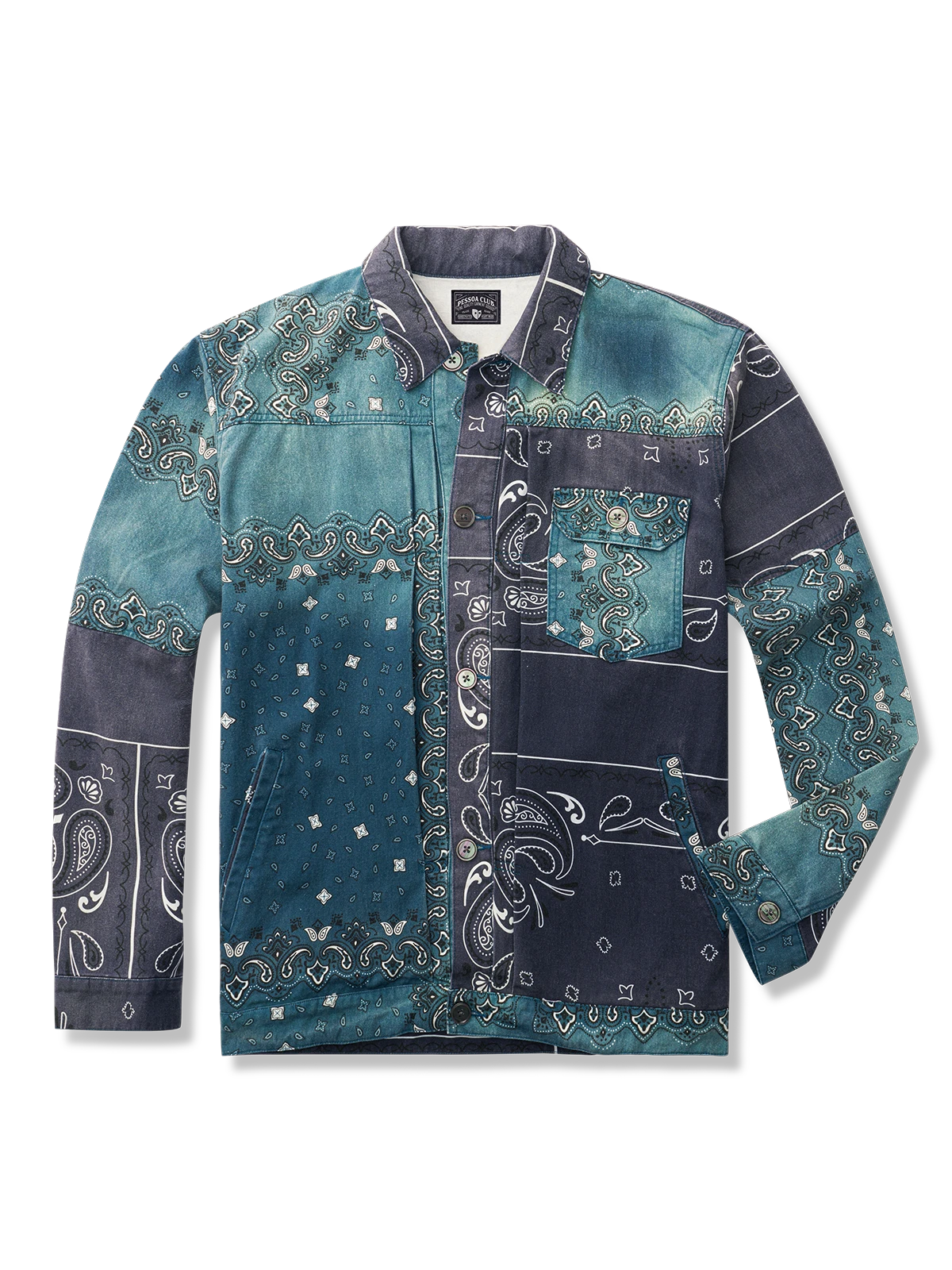 バンダナ　ペイズリー柄デニムジャケット