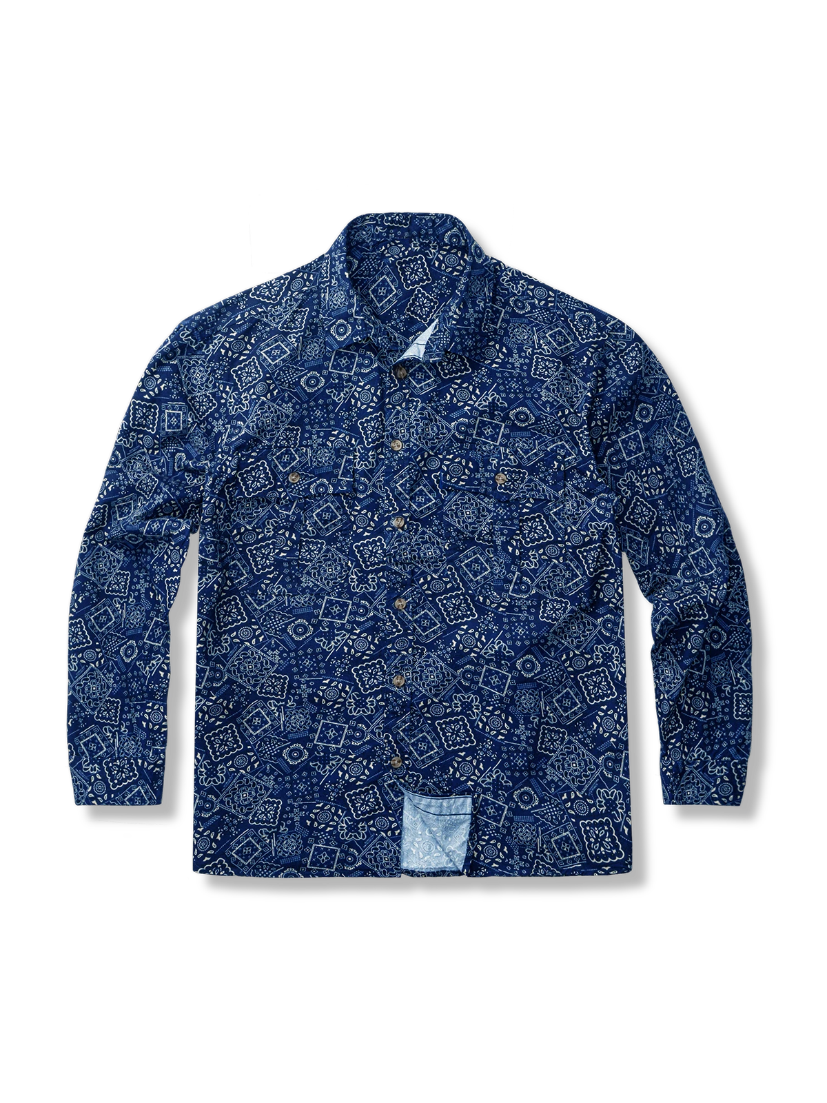 ペイズリー柄 コット長袖シャツ