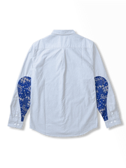 ウォッシュ加工カシューナッツフラワー刺繍オックスフォードシャツ